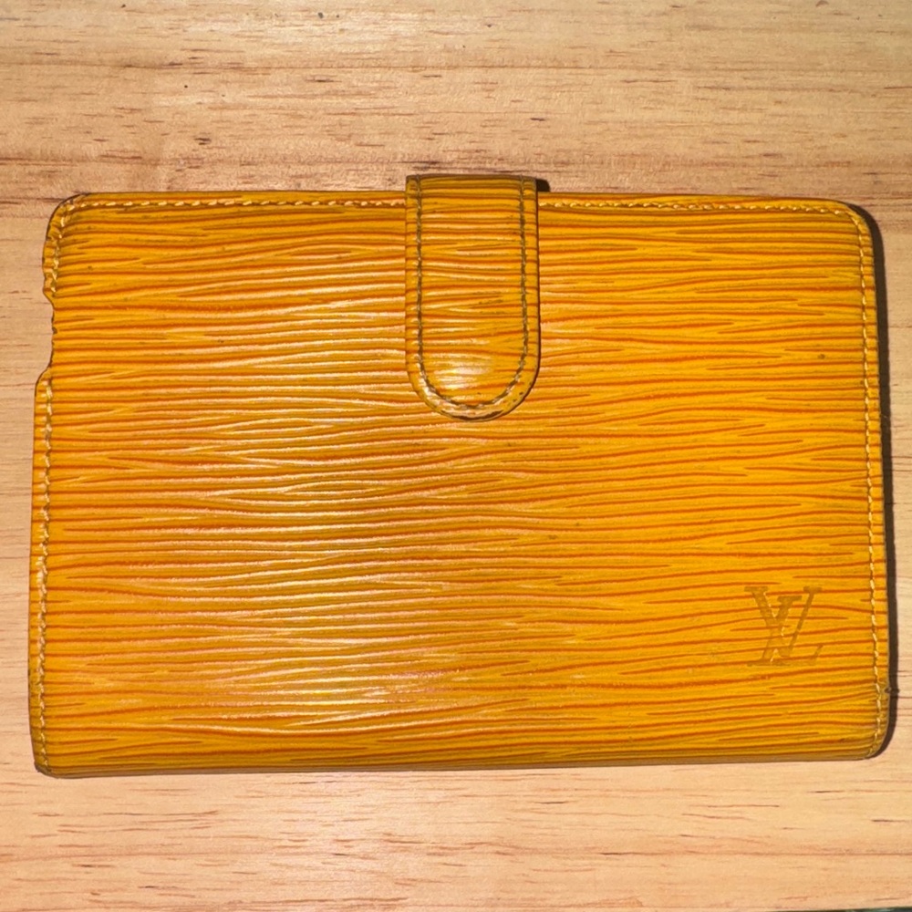 Louis Vuitton yellow epi leather compact French purse Wallet